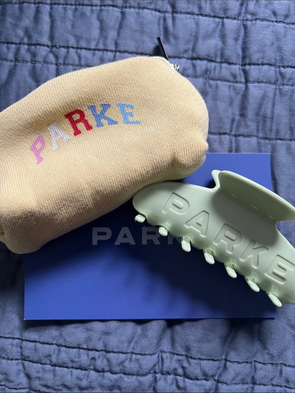 Parke Seafoam Hair Claw Clip and Pouch Summerland Collection NEW IN BAG NWT
